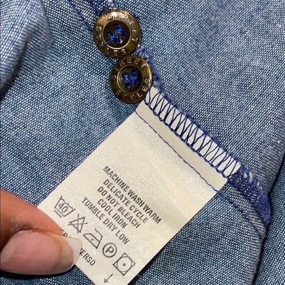 NWT Liz Claiborne Dark Blue Denim Button-Down Shirt Size 14 #265 - Picture 7 of 12